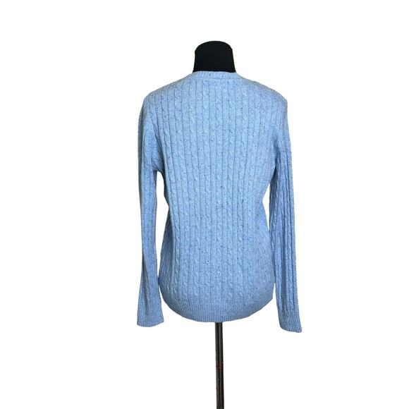 Karen Scott light blue cable knit sweater size PM - Picture 2 of 10